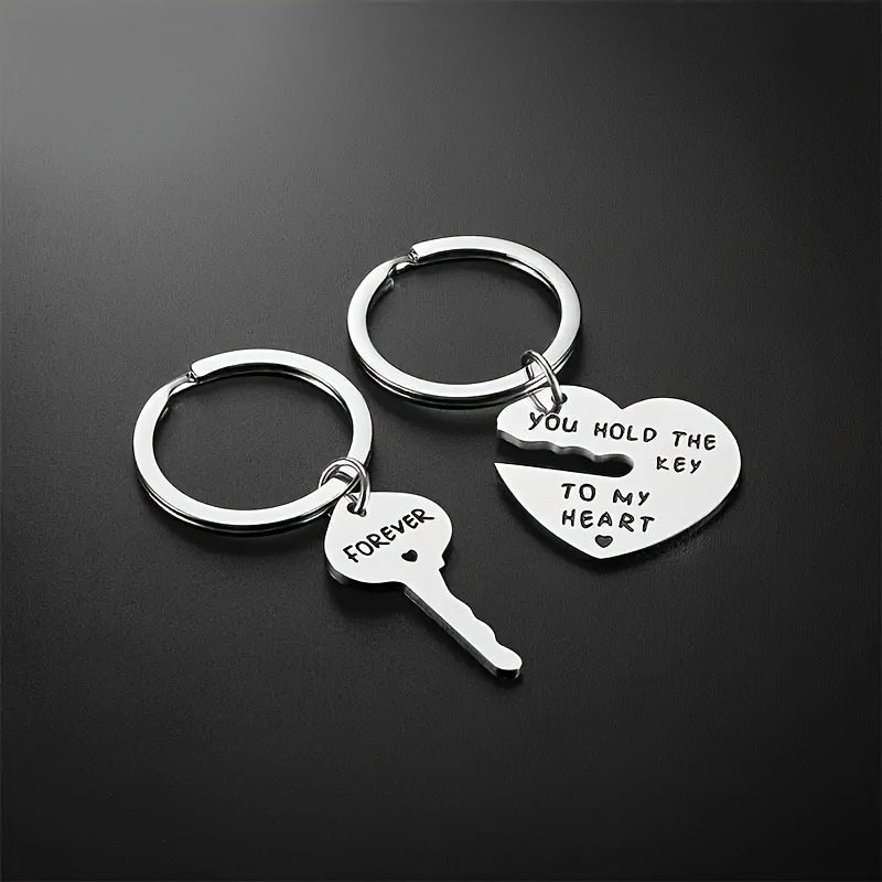 2pcs Key To Heart Keychain Set Creative Decoration for Car Backpack Wallets