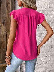Ruffle Trim V-Neck Blouse for Women