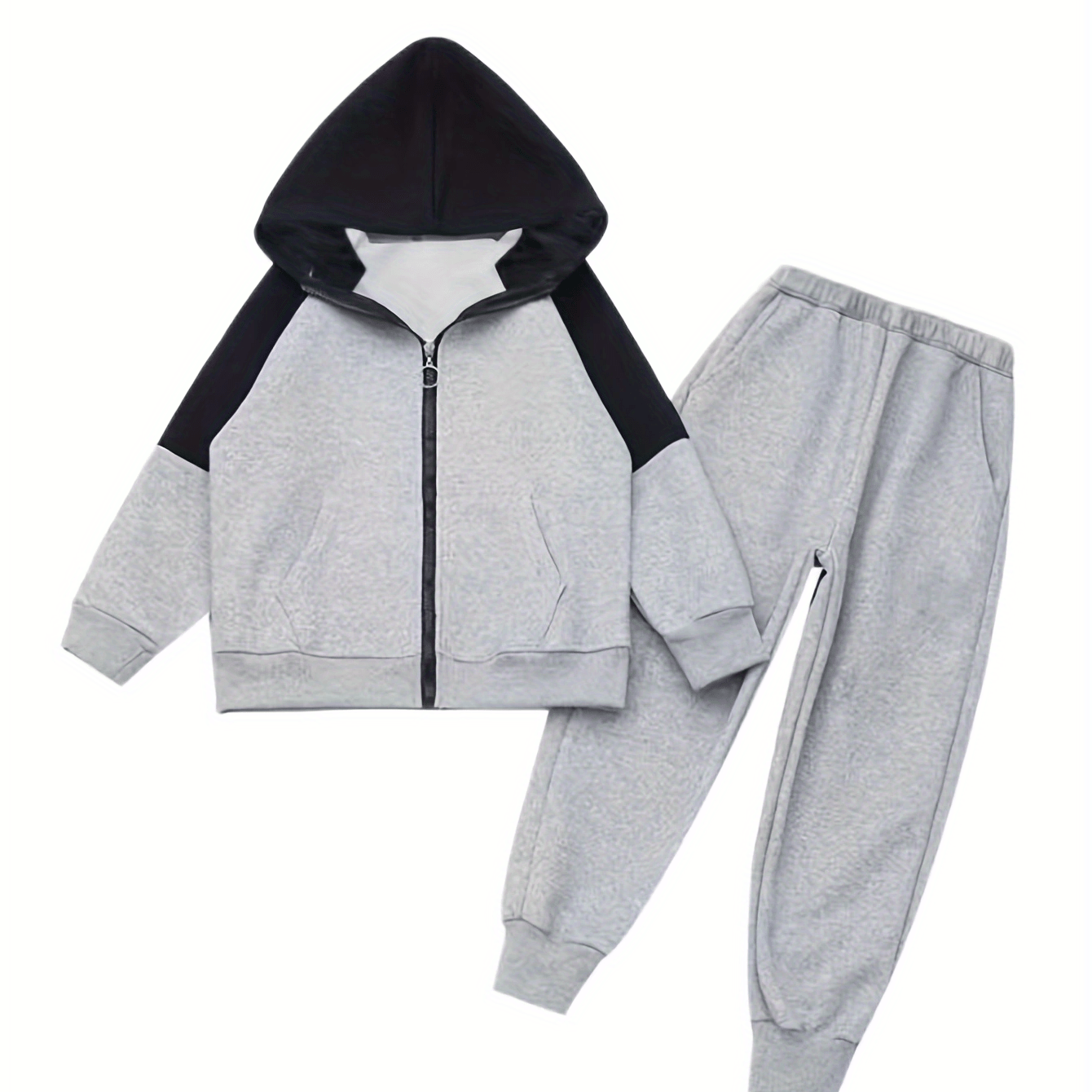 Boy's Cartoon Print 2pc Zip Up Hoodie & Sweatpants Set
