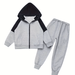 Boy's Cartoon Print 2pc Zip Up Hoodie & Sweatpants Set