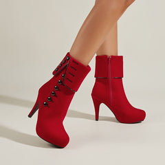 Stiletto High Heel Suede Ankle Boots for Women