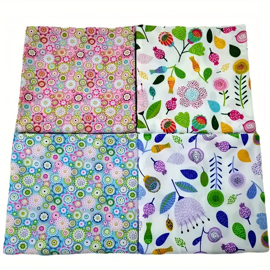 4pcs Multicolor Patchwork Fabric Cotton Quilting Material Floral Handcraf