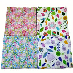 4pcs Multicolor Patchwork Fabric Cotton Quilting Material Floral Handcraf
