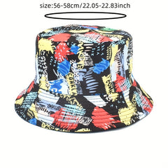 Graffiti Print Bucket Hat Unisex Hip Hop Sunscreen Basin Hat