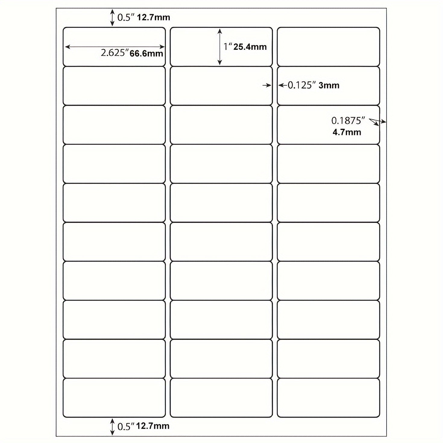 Self Adhesive Labels Pack of 900 Labels 1 x 2 5/8 (30 Sheets)