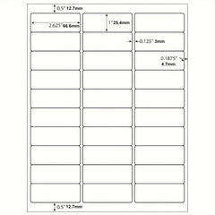 Self Adhesive Labels Pack of 900 Labels 1 x 2 5/8 (30 Sheets)