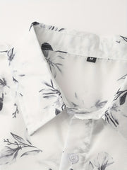 Floral Print Men's Short Sleeve Shirt for Summer Vacation