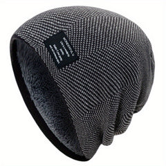 Fashionable Ear Protection Windproof Knit Beanie Hat With Plus Velvet