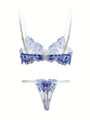 Floral Bra & Panties Lingerie Set Women's Underwear