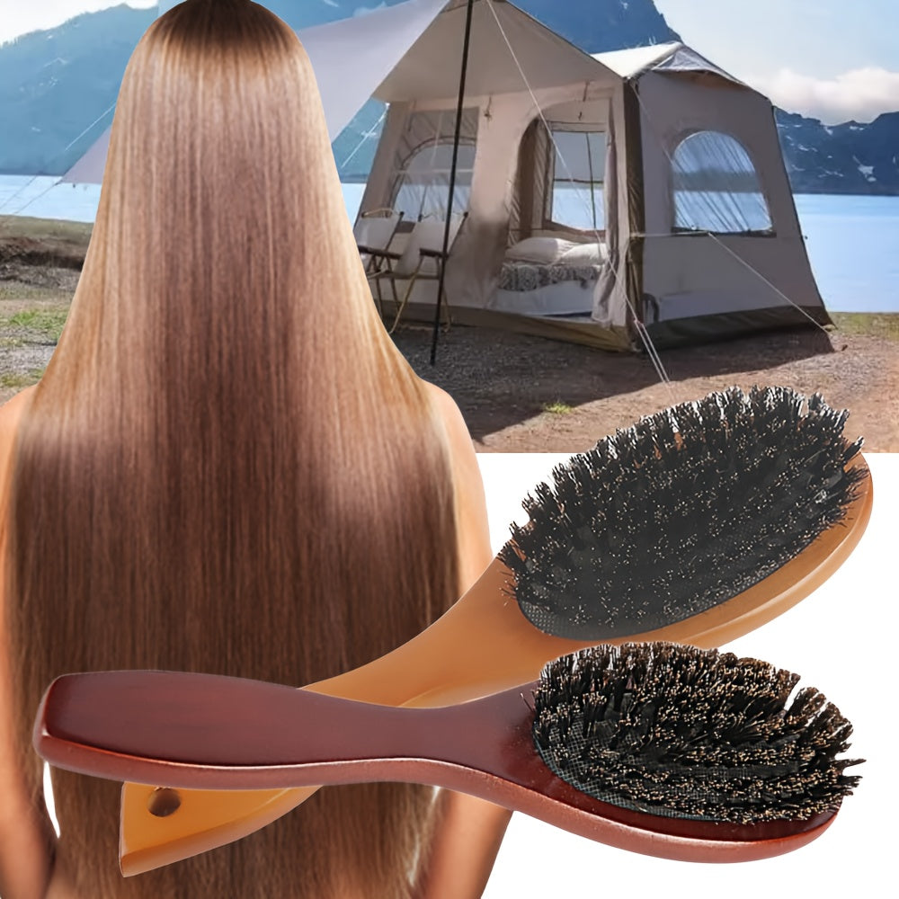 Natural Boar Bristle Hairbrush Wooden Handle Healthy Hair Growth