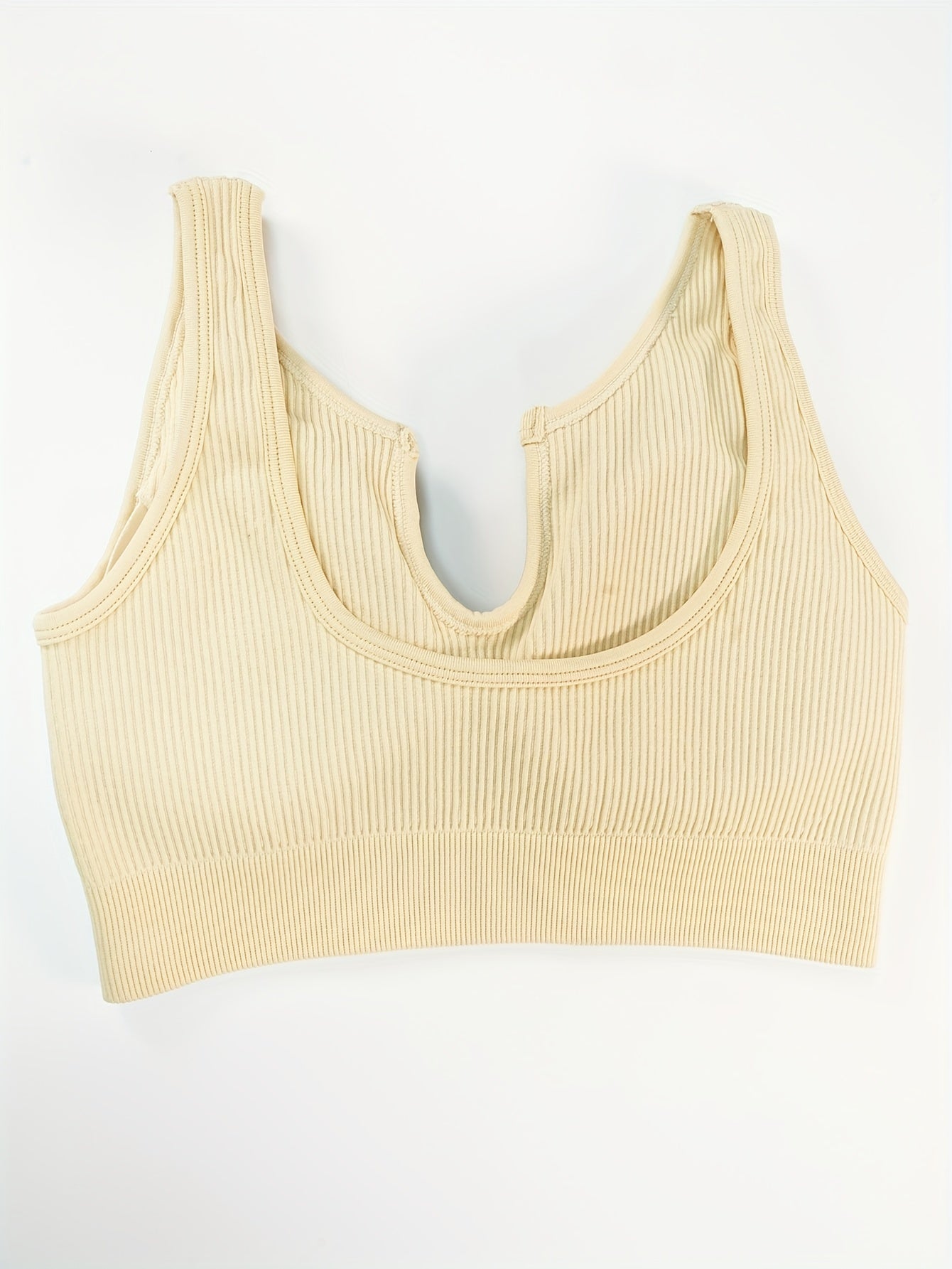 Ribbed V neck Beauty Back Yoga Bra Running Sports Bra For Women