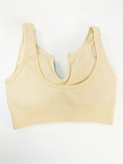 Ribbed V neck Beauty Back Yoga Bra Running Sports Bra For Women