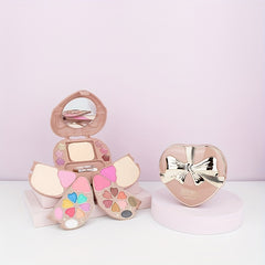 Heart-Shaped Makeup Box Set with Eyeshadow Palette Blush Foundation Powder