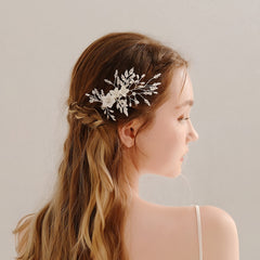 Silvery Bridal Hair Comb Clip Wedding Hair Piece