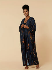 Casual Cover Up Women's Plus Print Long Sleeve V Neck Cover Up