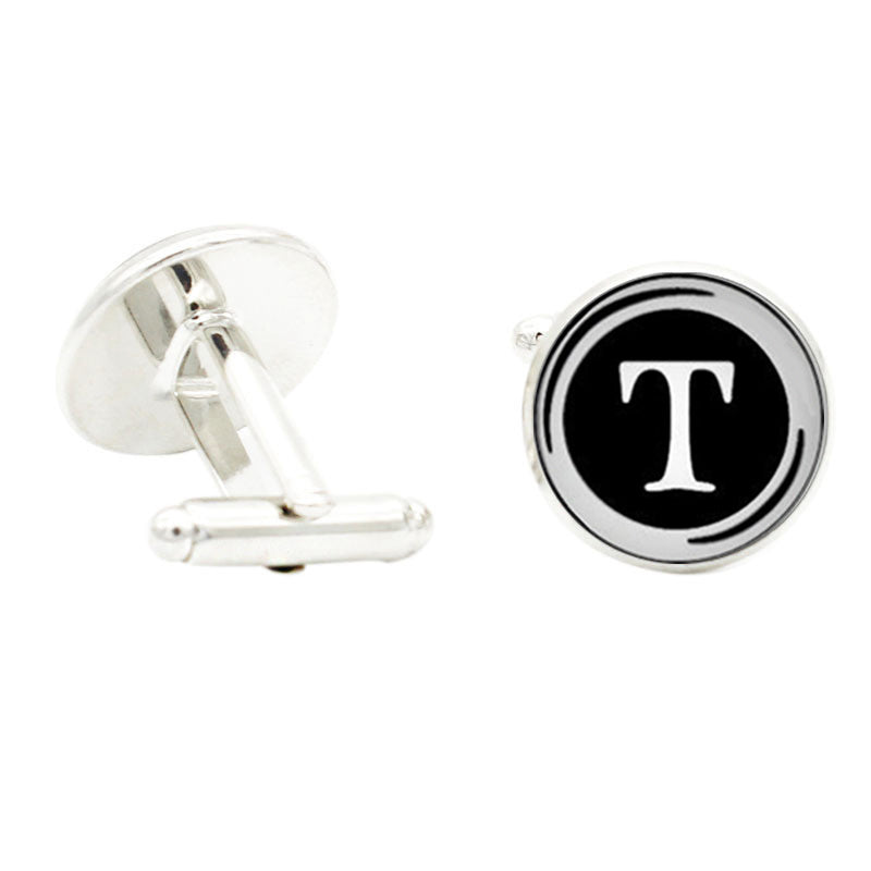 T TEXT Photo In Glass Gem Cufflinks Rhodium Plated