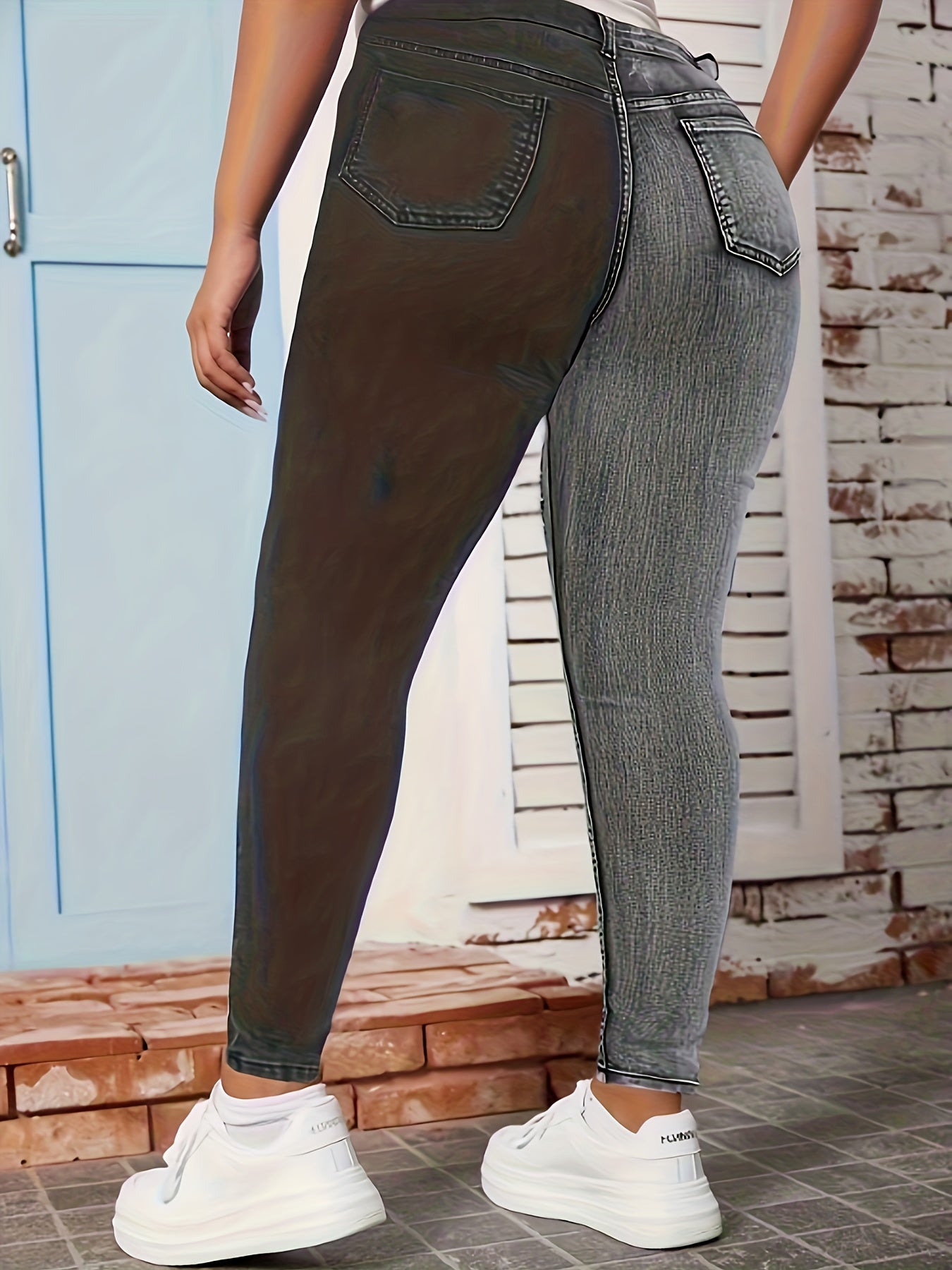 Colorblock Ripped High-Rise Skinny Jeans