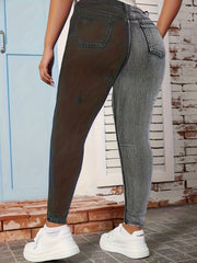 Colorblock Ripped High-Rise Skinny Jeans