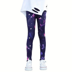2pcs Girls Butterfly Pattern Leggings Elastic Printed Long Pants Summer Spring