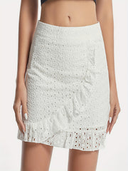 Ruffle Trim High Waist Mini Skirt