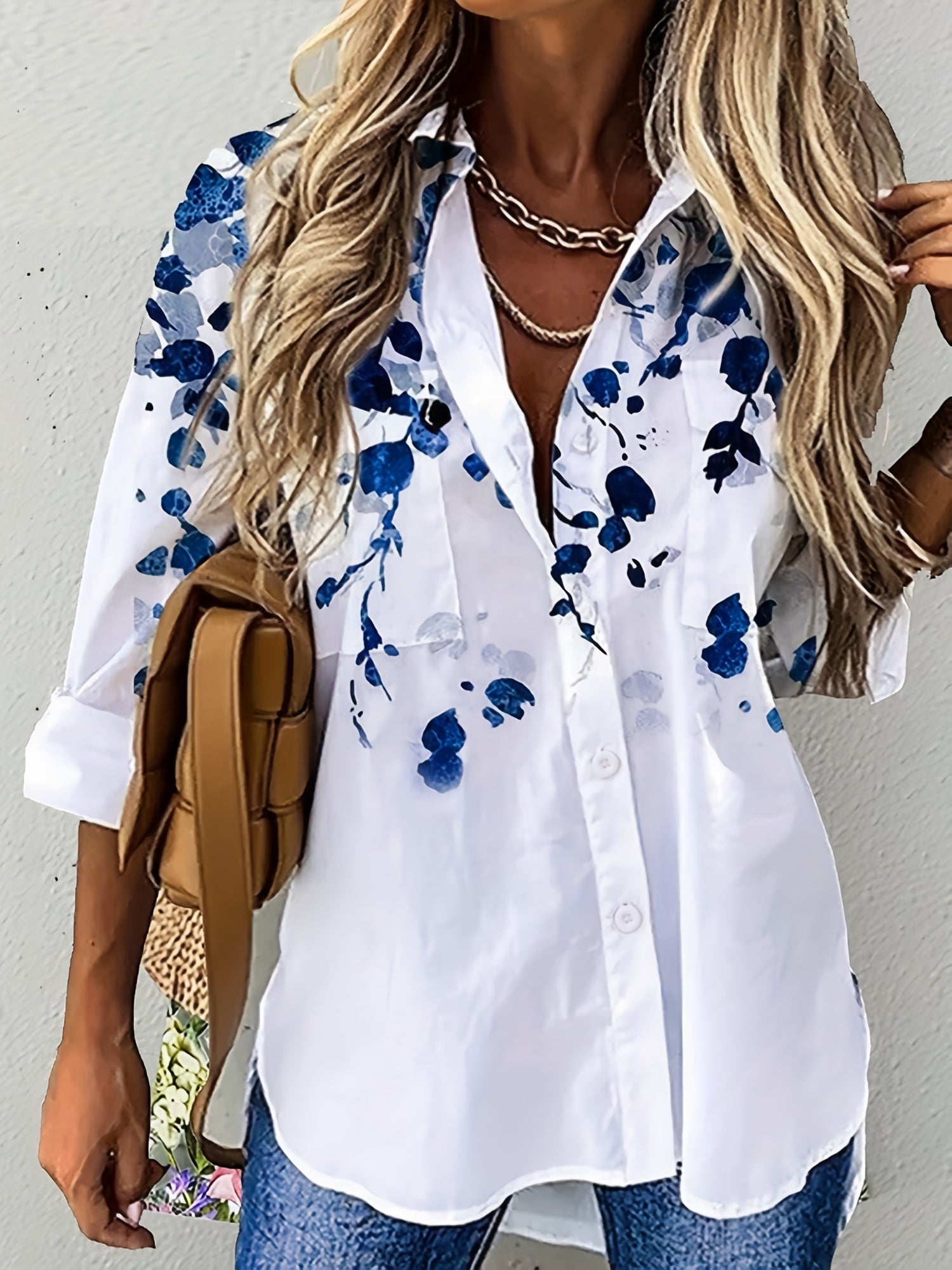 Floral Print Long Sleeve Blouse