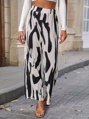 Abstract Print Wide Leg Pants Elastic Waist Pants Women's Clothing