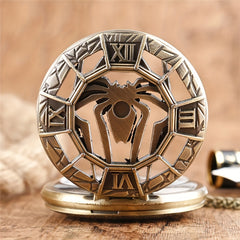 Bronze Spider Pocket Watch Animal Pattern Quartz Thin Chain Gift