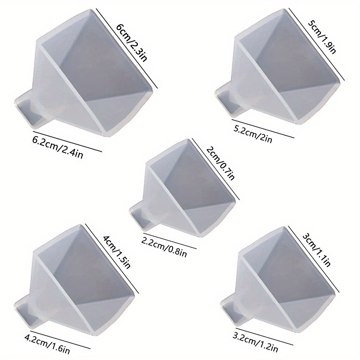 5pcs Pyramid Resin Casting Silicone Jewelry Molds Set for Resin Crafts