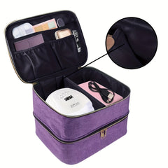 Travel Makeup Bag Double Layer Cosmetic Nail Polish & Essential Oil Storage