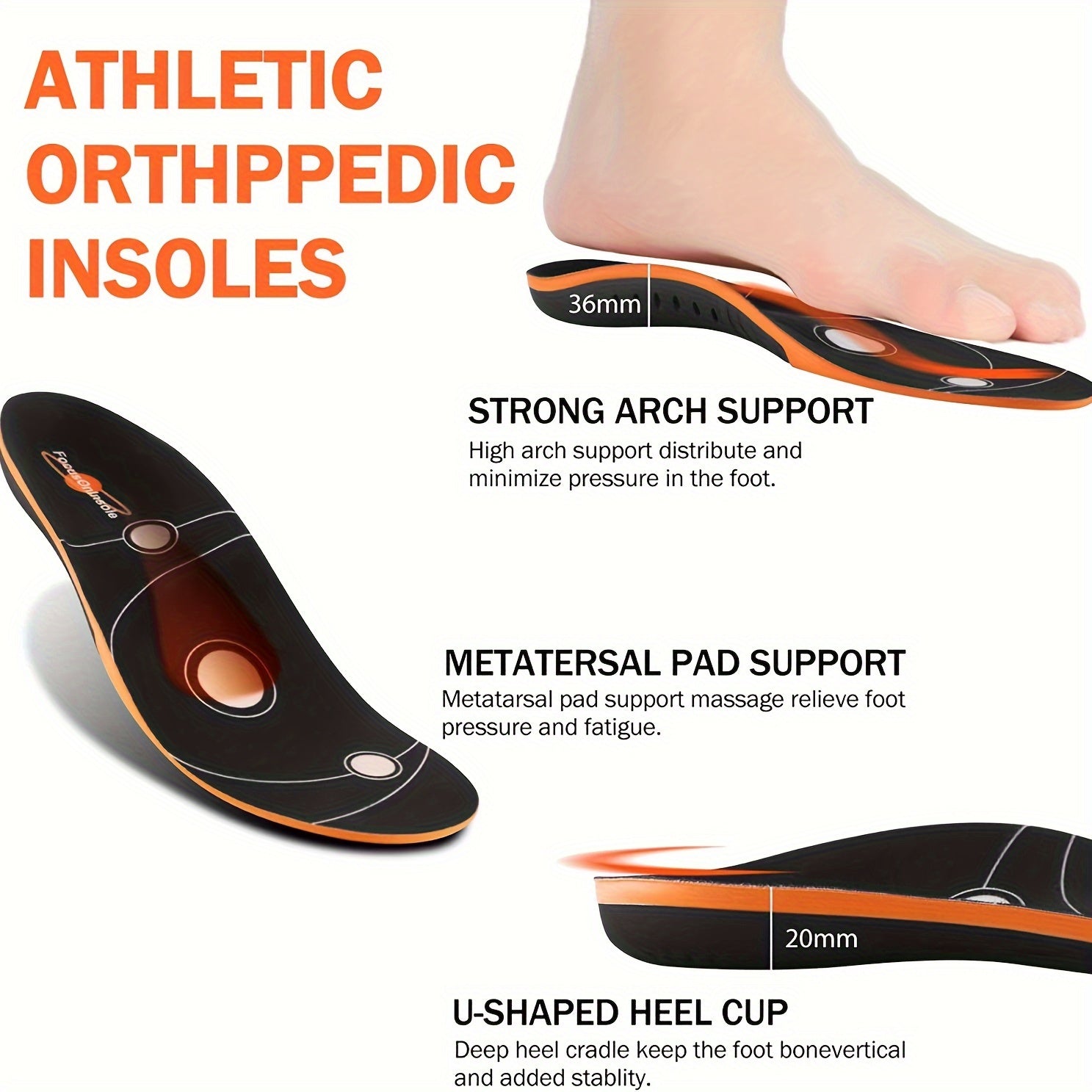 Plantar Fasciitis Arch Support Insoles Men Women Gel Insoles