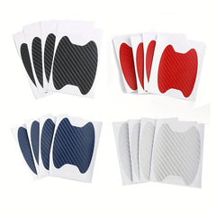 4pcs Set Carbon Fiber Texture Car Door Handle Protectors Stickers