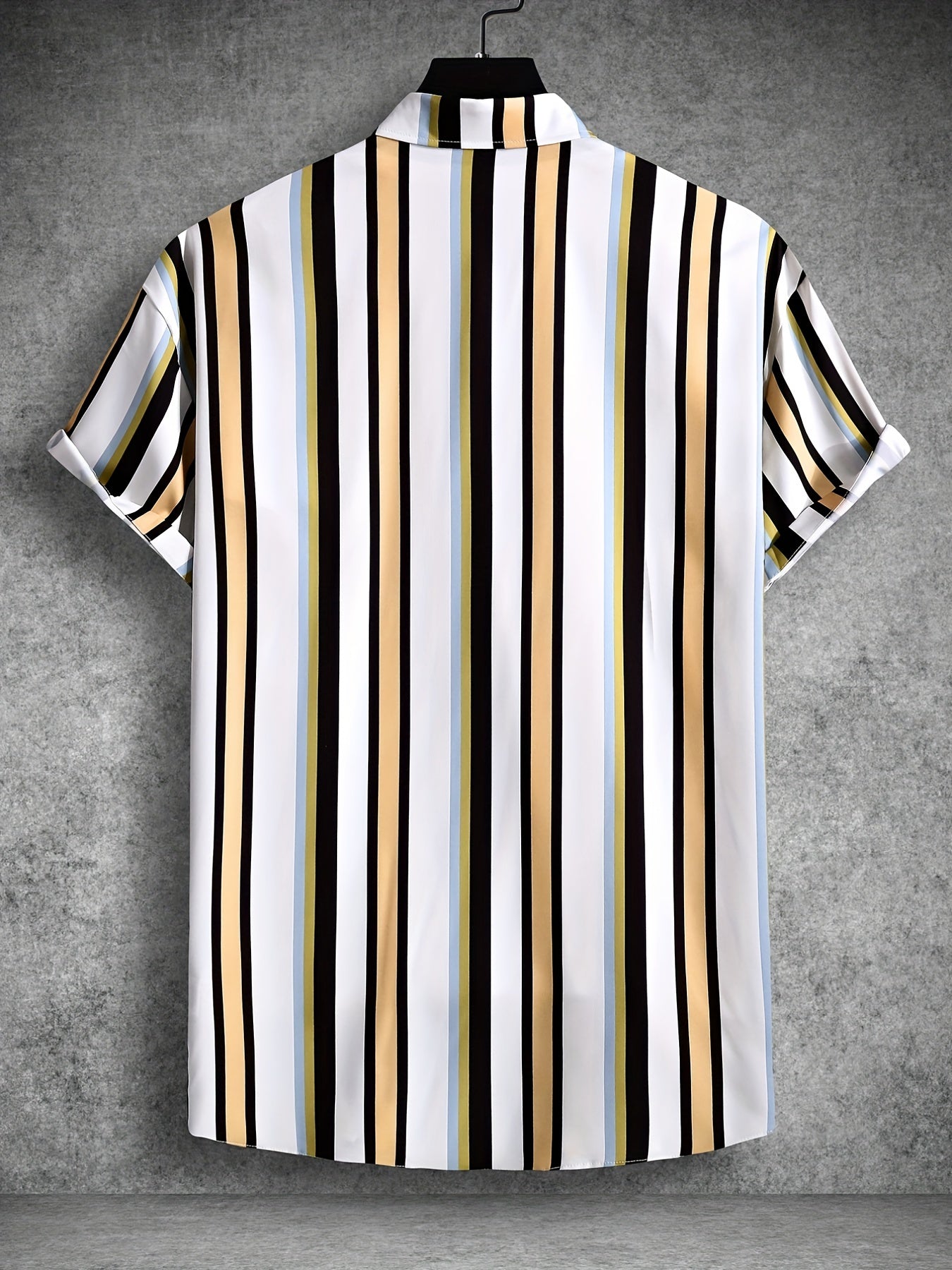 Stripe Print Men s Casual Short Sleeve Shirt Summer Vacation Resort Tops