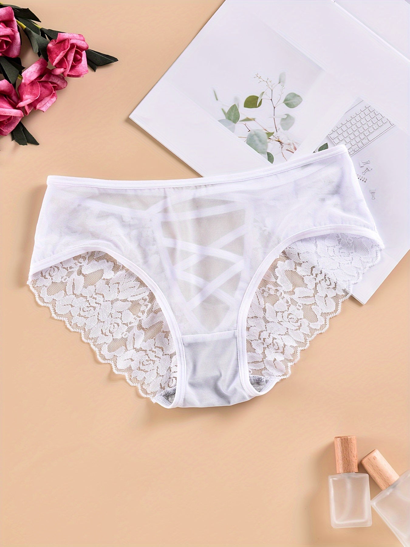 Criss Cross Lace Briefs Cut Out Breathable Panties
