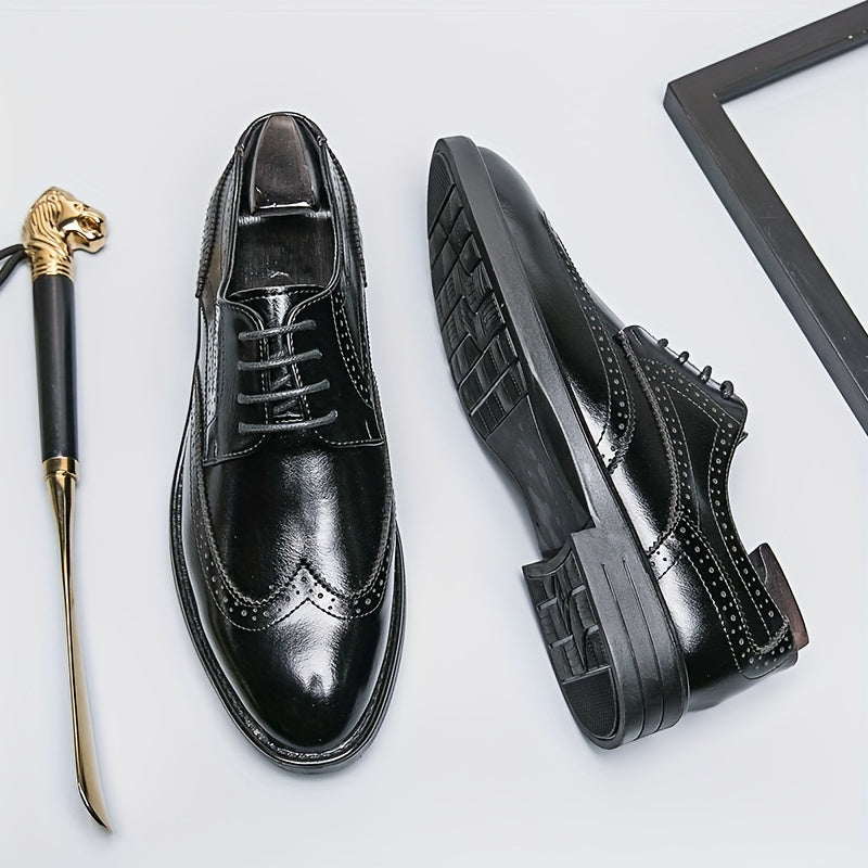 Men's Brogue Lace Up Dress Shoes Non Slip Business Wedding Formal