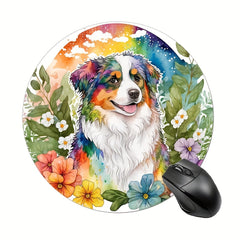 Dog Round Mouse Pad Non Slip Rubber Base Small Size