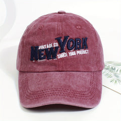 YORK Embroidery Baseball Cap Vintage Washed Distressed Cot...