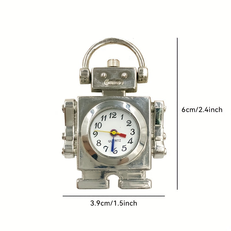 Vintage Robot Pocket Watch Necklace Key Chain for Kids