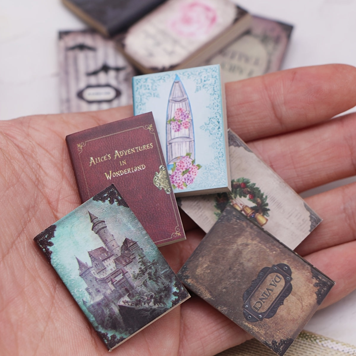 10pcs Dollhouse Flip Books Realistic Scene Bookshelf Props