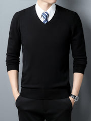 Men's Warm Winter V Neck Slim Knitted Pullover Sweater
