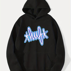Letter Print Hoodie Men's Casual Graphic Pullover Hooded Sweatshirt