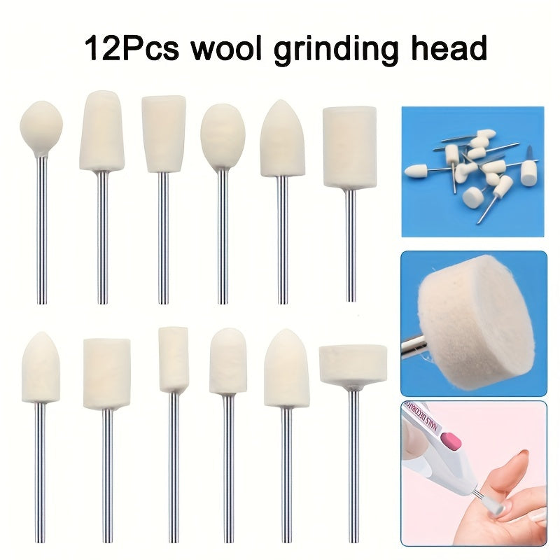 12pcs Polishing Buffing Wheels Wool Felt Mandrel Mounted Grinding Polishing Kit