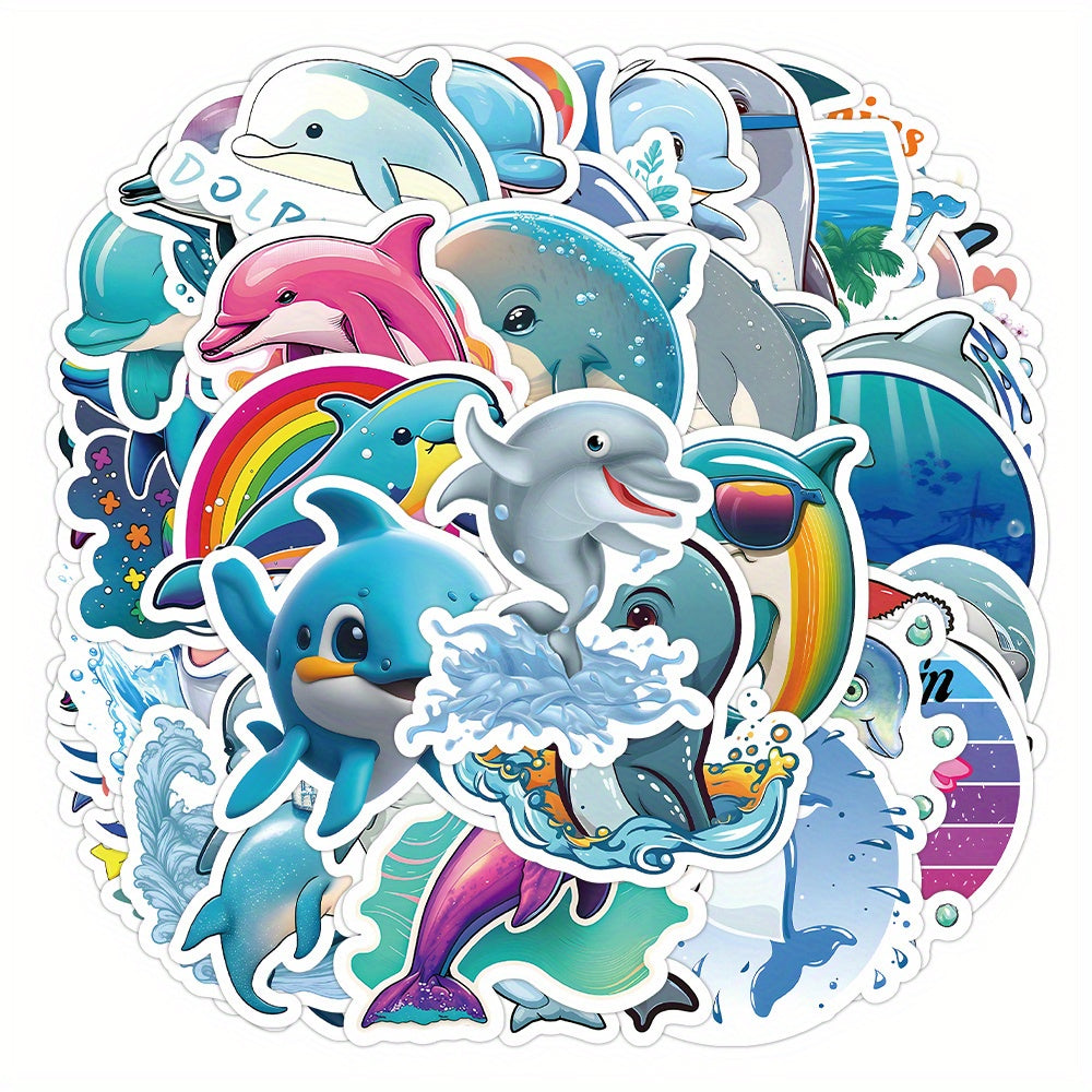50pcs Ocean Dolphin Vinyl Stickers for Notebooks Water Bottles & More