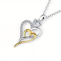 Girl's And Fairy Double Love Necklace Heart Shaped Pendant