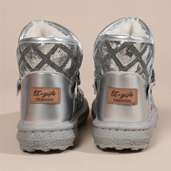 Y2K Snow Boots Sequin Glitter Chain Heighten Non Slip