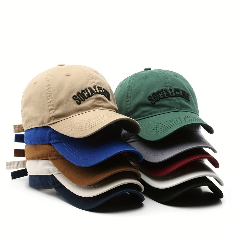 SOCIAL CLUB Embroidery Baseball Cap Solid Cotton Couple Dad Hat Lightweight