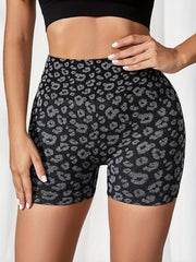 Leopard Print High Waist Yoga Shorts