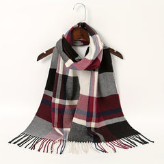 Men's Casual Geometric Plaid Tassel Scarf
