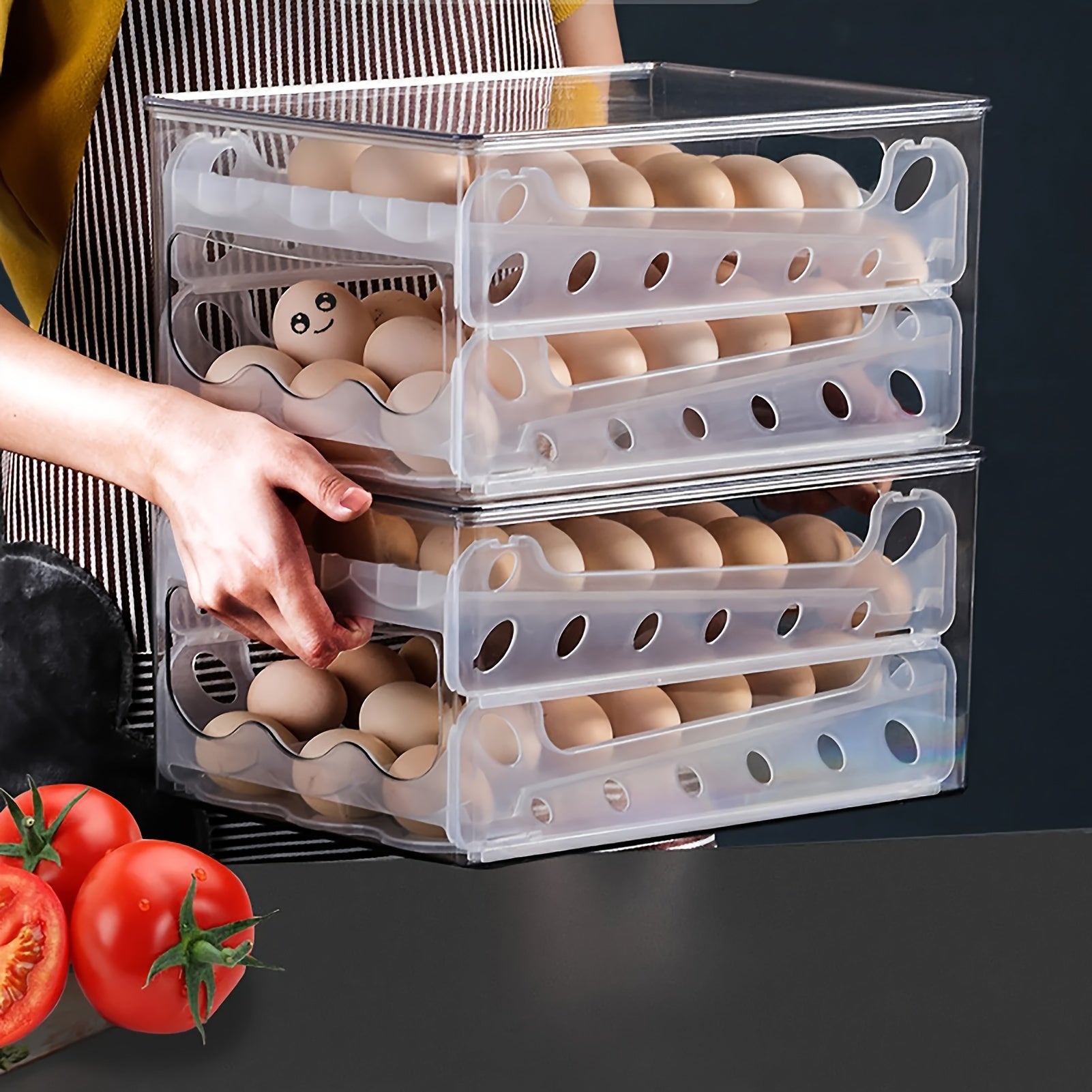 Egg Storage Box Organizer Refrigerator Drawer Food Eggs Case Kitchen Fridge