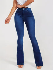 Women's High Stretch Flared Jeans Slim Fit Wide Legs Denim Pants