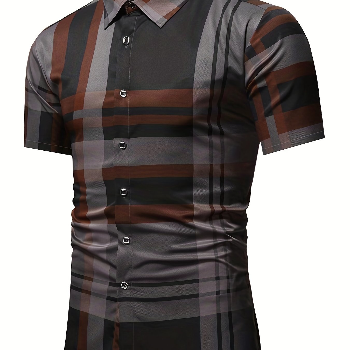 Mens Plaid Short Sleeve Shirt for Spring/Summer